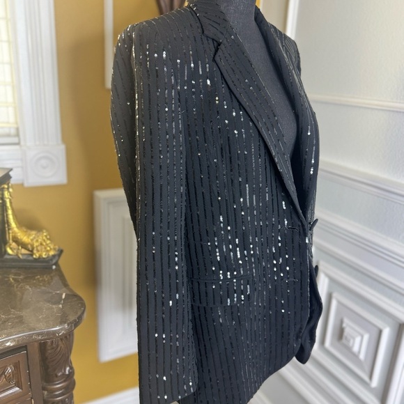 Black Sequin Pinstripe Blazer - Picture 8 of 17